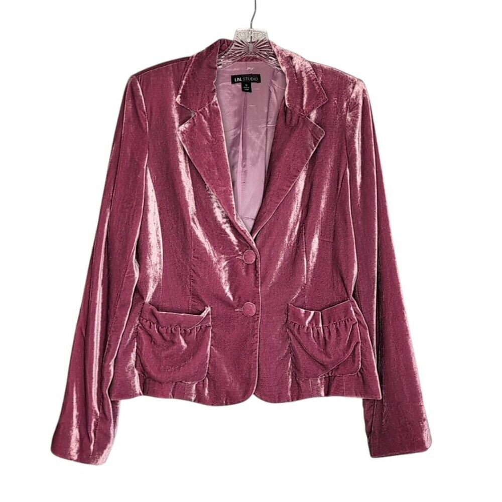 I.N. Studio Rose Pink Velour Blazer Size 12 Feminine Girly Event Gala Party